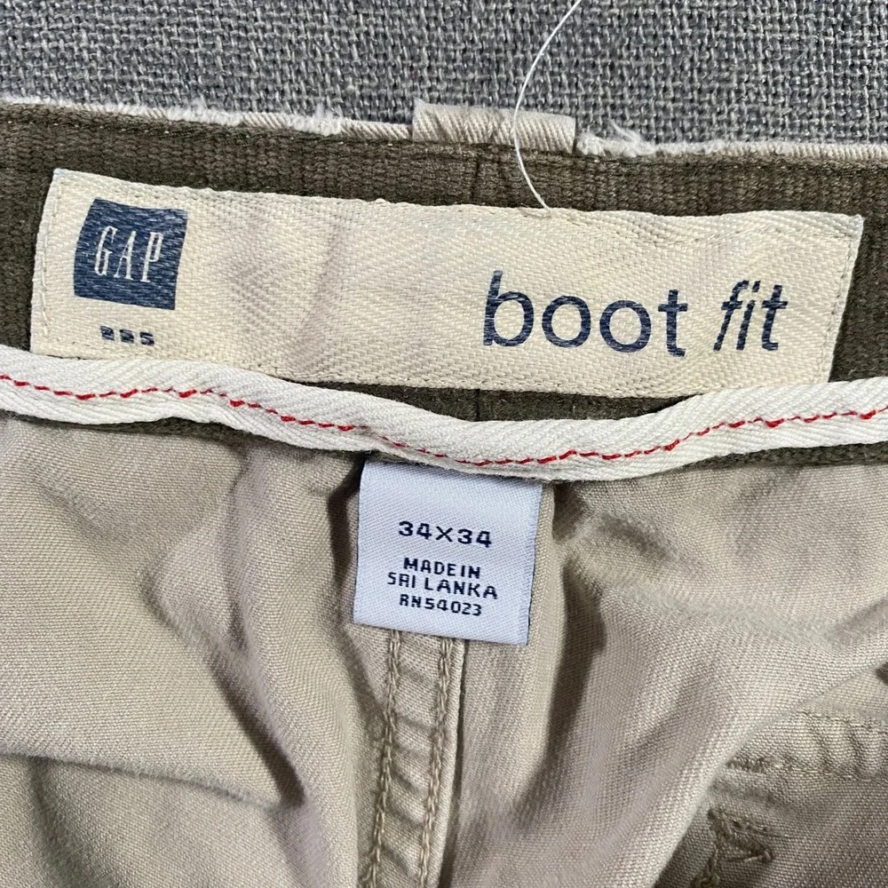 GAP Boot Fit Men's Tan Khaki Pants Size 34x34 Cotton Casual Relaxed